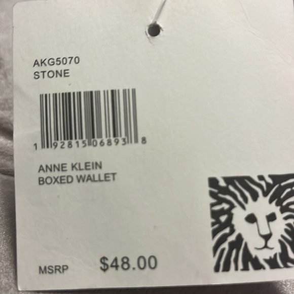 Anne Klein boxed wallet/wristlet, stone color, new